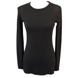 Anatomie Kim Mesh Long Sleeve Top Pima Cotton Black Size Small Travel Luxury